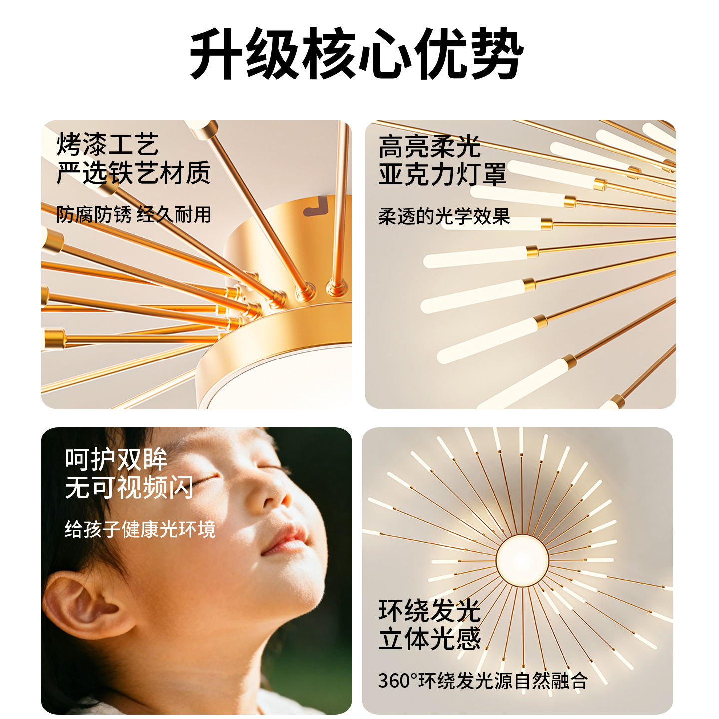 Luz de sala de estar nueva lámpara de fuegos artificiales creativa moderna lámpara de techo de dormitorio minimalista lujoso lujoso lujoso luz de sala de estar L002