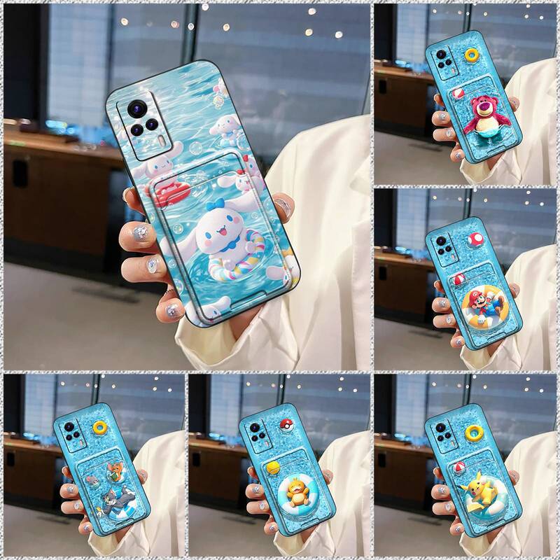 Suitable for Vivo Mobile Phone Case, Simple Couple Soft Shell Texture, Creative Swimming Ring Card Holder, Id Card Dustproof