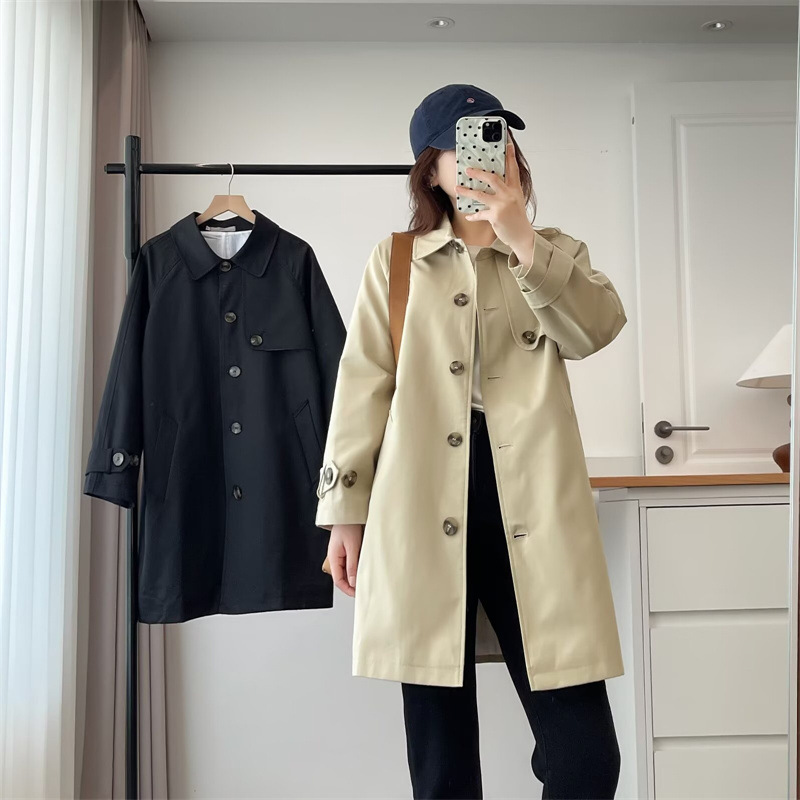 2025 Autumn Plus Size Windbreaker Women's Cotton Shirt Mid-Length Jacket British Style Fat Girl Lapel Temperament Cardigan Coat 2311