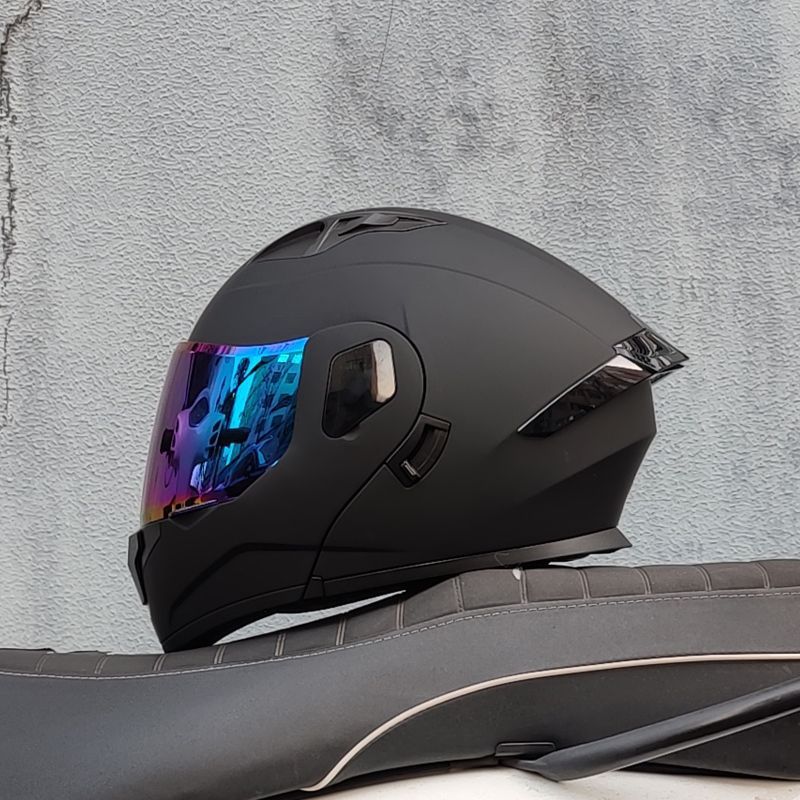 Motocicleta con doble espejo, casco para hombres y mujeres, casco para motocicletas, cuatro estaciones, cola de locomotora, casco Bluetooth, nuevo estándar nacional