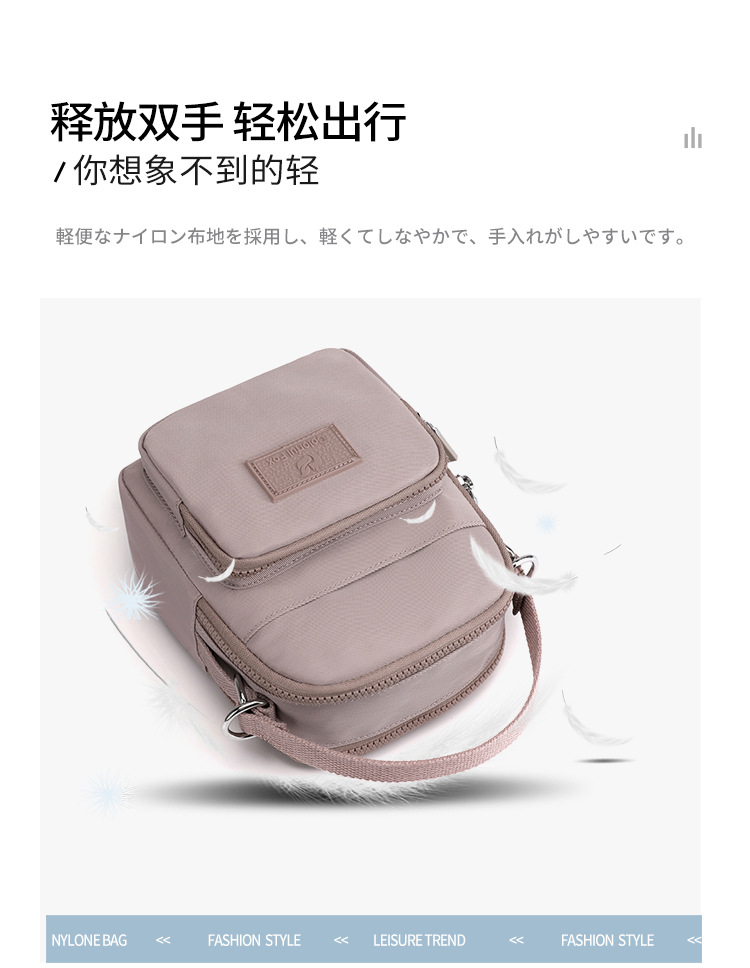2025 New fashionable and trendy single-shoulder bag for women, outdoor casual, mobile phone key, coin purse, water-resistant nylon bag undefined