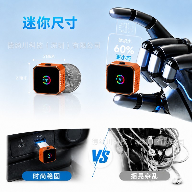 Car-mounted wired to wireless CarPlay box 2-in-1 adapter for Apple and Android Auto car connectivity box
