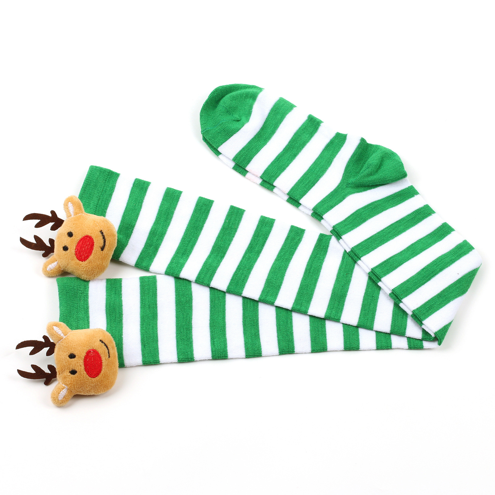 Womenu0027S Christmas Stripe Solid Color Polyester Over The Knee Socks