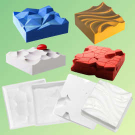 方形岩石波浪慕斯蛋糕模具 水波纹地面裂纹法式甜点烘焙硅胶模具