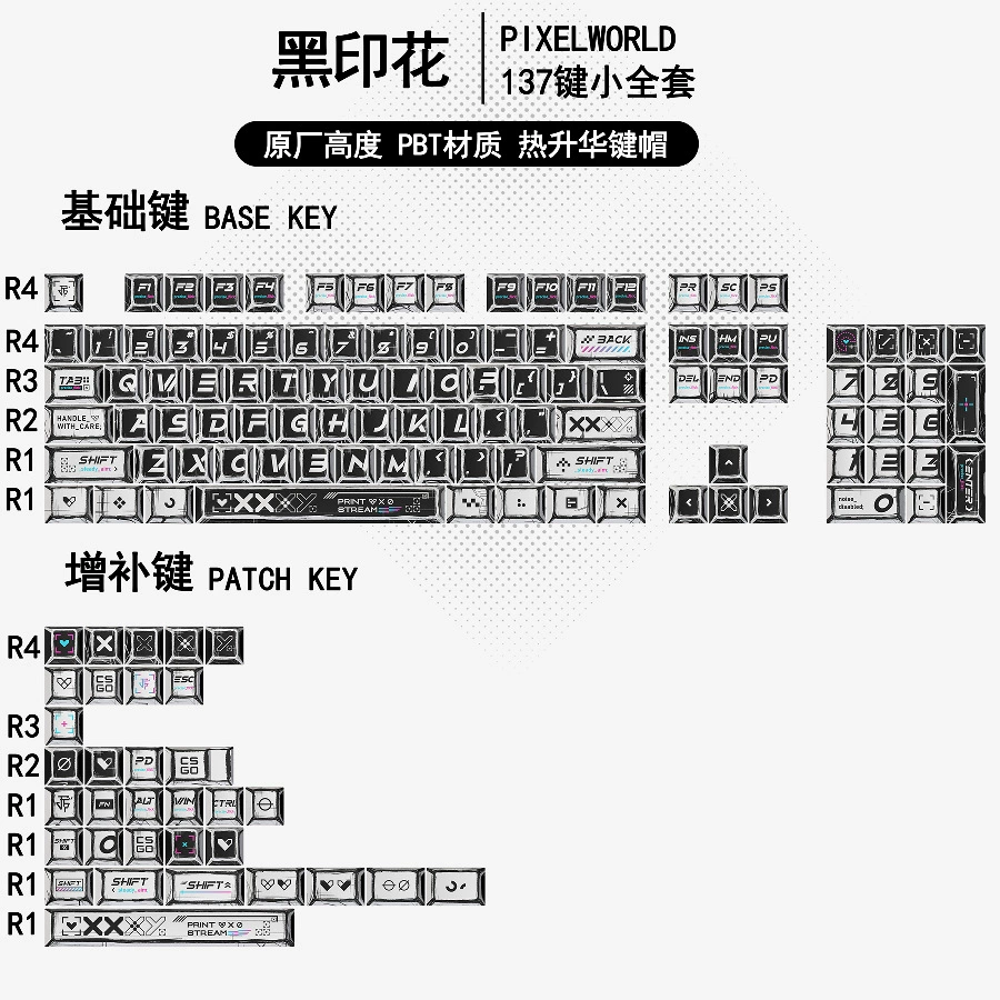 Набор колпачков для клавиш, 136–137 PBT Cherry-Profile, полная пятигранная печать по краям