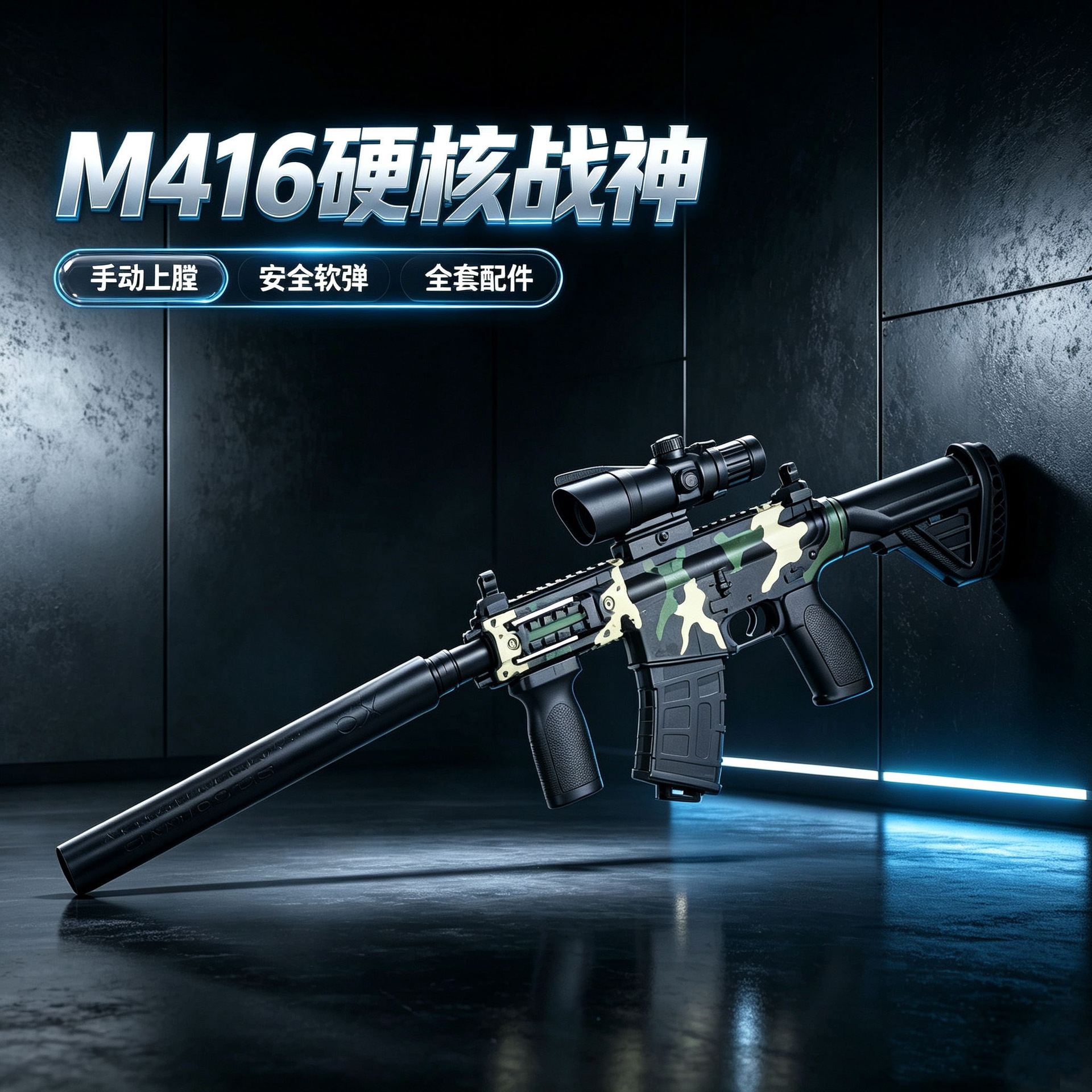 Factory direct sales of manual M416 soft bullet gun for boys and children, automatic assault rifle firing soft bullet gun.
