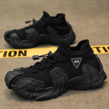 运动鞋男士新款网面透气休闲鞋舒适软底鞋一脚蹬懒人鞋潮流老爹鞋