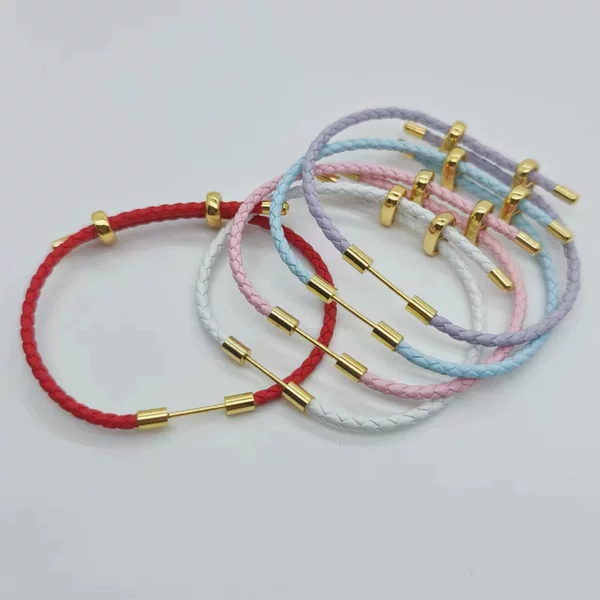 3mm Leather Rope DIY Hand Rope Color-preserving 8-character Push-pull Buckle Can Be Twisted with Screws and Crossbar Red Transfer Bracelet Factory
