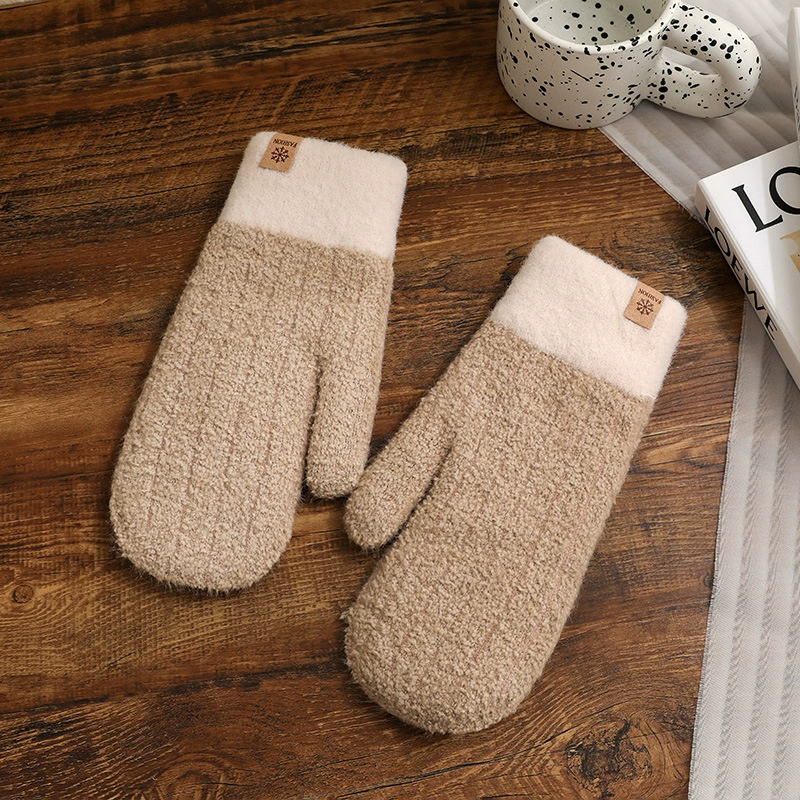 Перчатки, зимний шерстяной комплект для пожилых, с снежинками