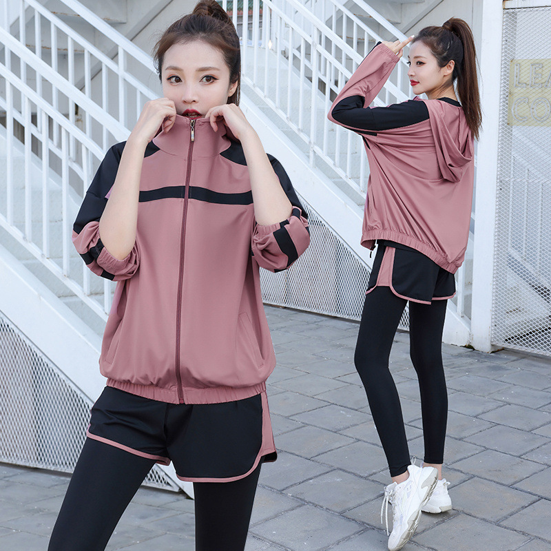 宽松晨跑服套装女士运动服跑步透气速干健身房修身显瘦瑜伽服女