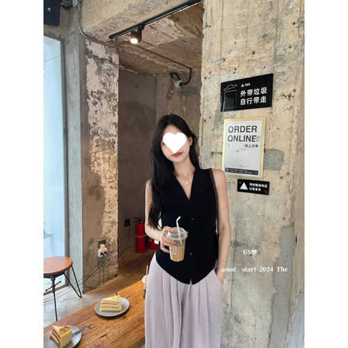 Summer new style Korean lapel design vest knitted small shirt women's fashion temperament casual high-end factory wholesale