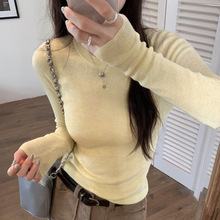 黄色内搭打底薄款针织衫女装软糯2025秋季新款气质温柔风修身上衣