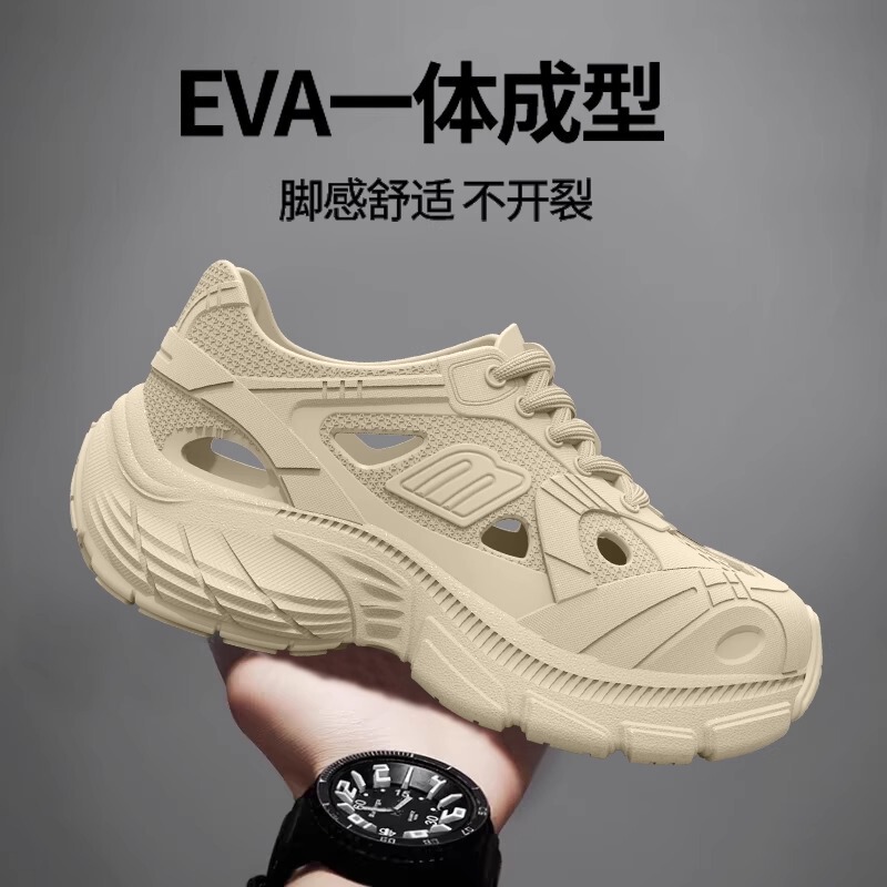 Stepping on excrement feeling dad shoes men's 2025 summer new outdoor thick-soled breathable slippers beach hole shoes eva