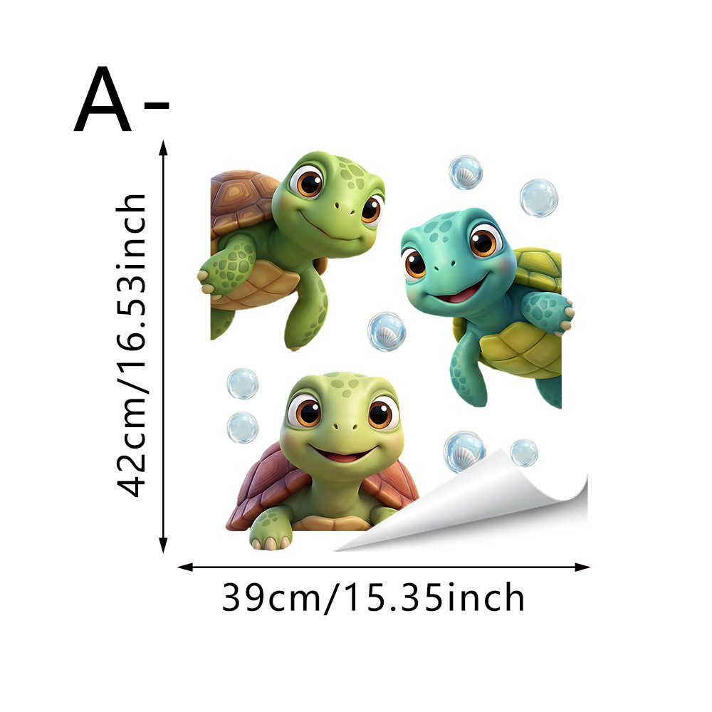 Nuevos productos de verano transfronterizos de la serie oceánica de pegatinas de vidrio transparente estática sirena tortuga flamenco pegatinas estáticas image 8