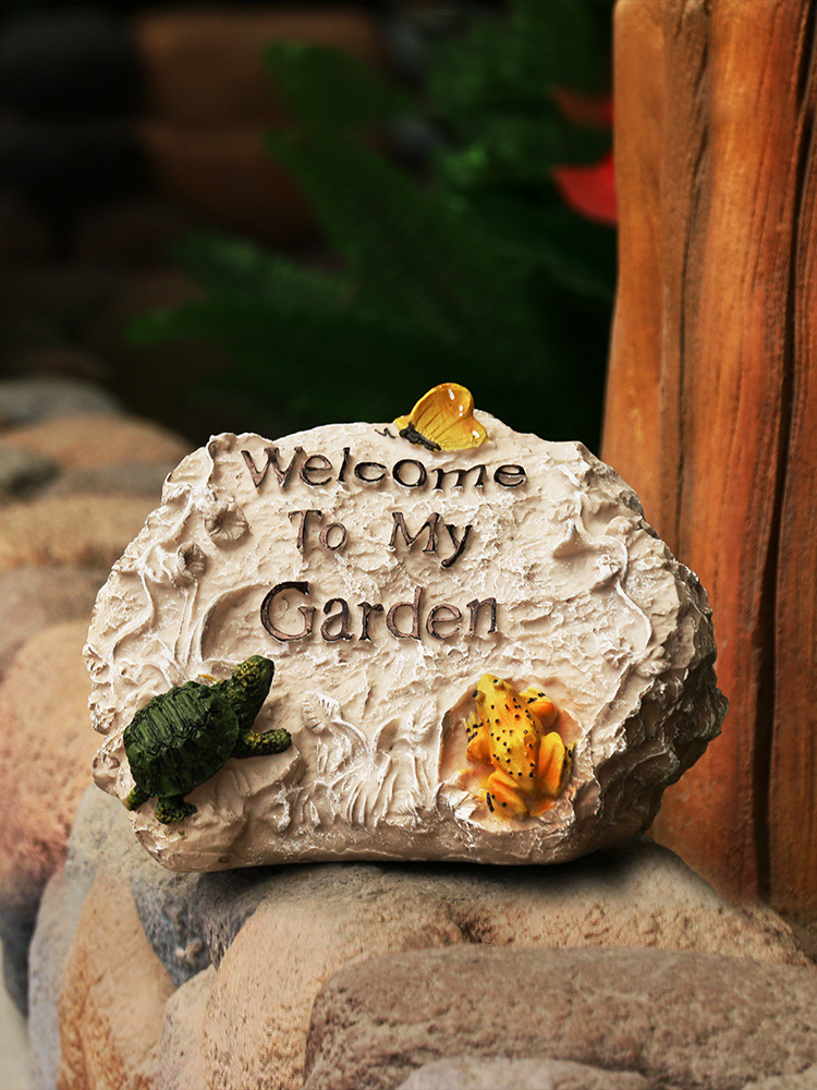 Resin Rockery Welcome To Brand Pastoral Creative Crafts Outdoor Sculpture Decoration Landscaping Garden Ornaments Gifts