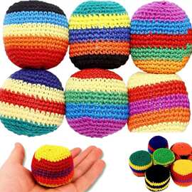 跨境独立站新品 Hand-Made Knitted Footbag Sack 手工编织脚沙包