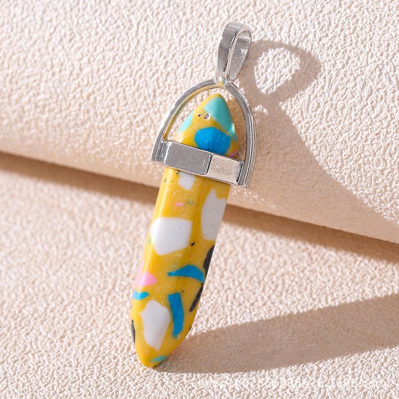 Venta caliente transfronteriza piedra natural amatista cristal rosa colgante de columna hexagonal collar de bala de doble punta colgante único al por mayor