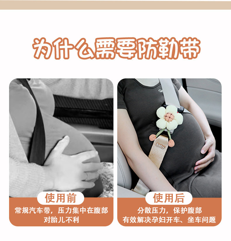 Cartoon Cute Pregnant Mom Safety Belt for Car Use, Anti-Pressure on the Belly, Late Pregnancy Driving Belly Support and Fixation Device for Women