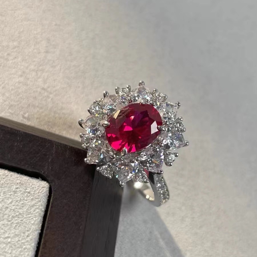 Elegant Adjustable Red Zircon Open Ring For Women Retro Style_voghion.com