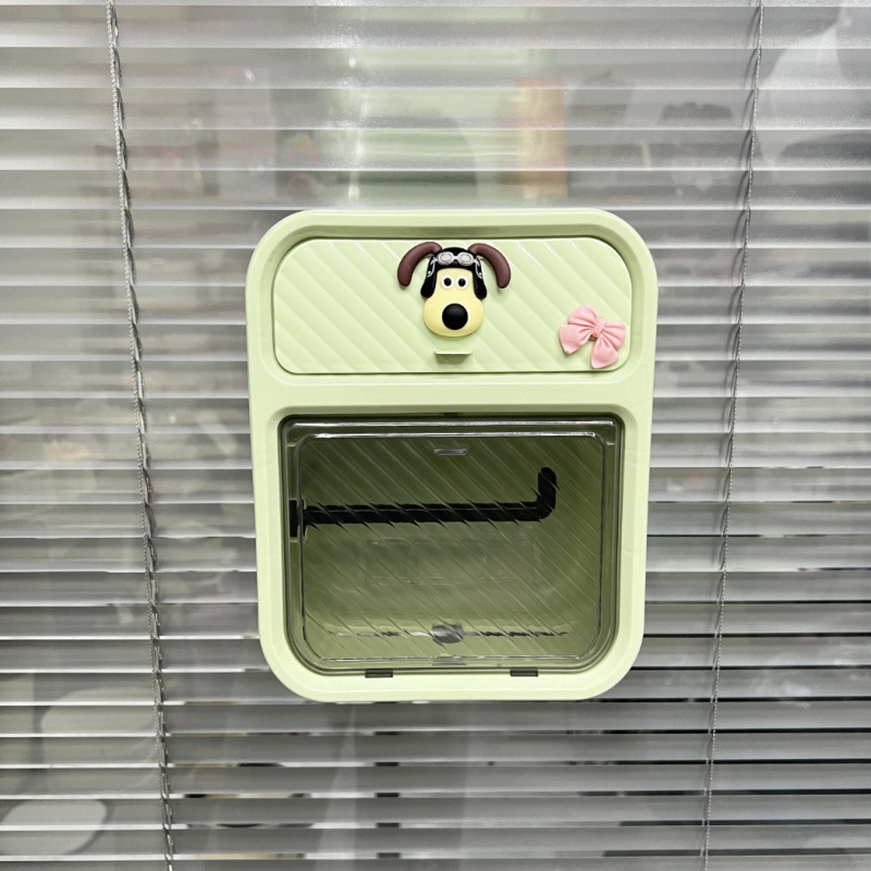 奶油风卫生间纸巾盒浴室免打孔双层置物架壁挂式卷纸抽纸盒批发|undefined