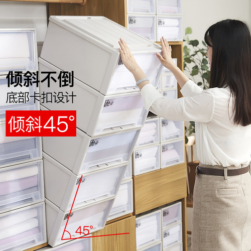 Clothing Storage Box Drawer Style Plastic Transparent Home Use Storage Wardrobe Organizer Storage Box Underwear Organizer Box Wholesale
