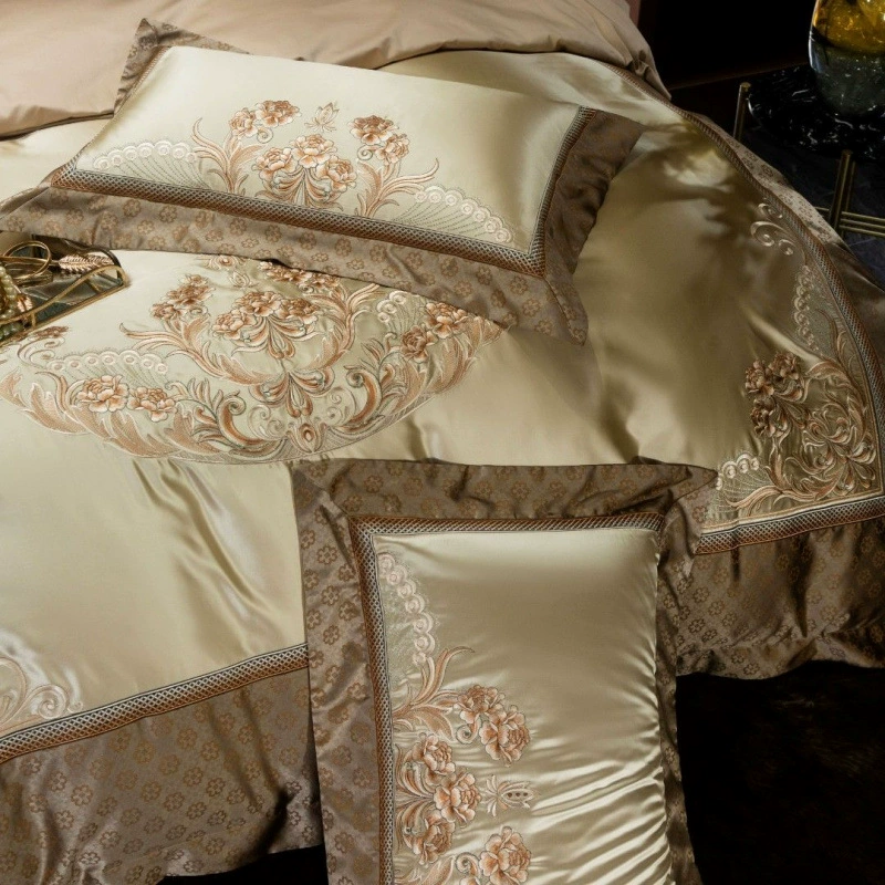 180-count simple, high-luxury, high-precision Egyptian cotton embroidery four-piece bed cover multi-piece bedding set