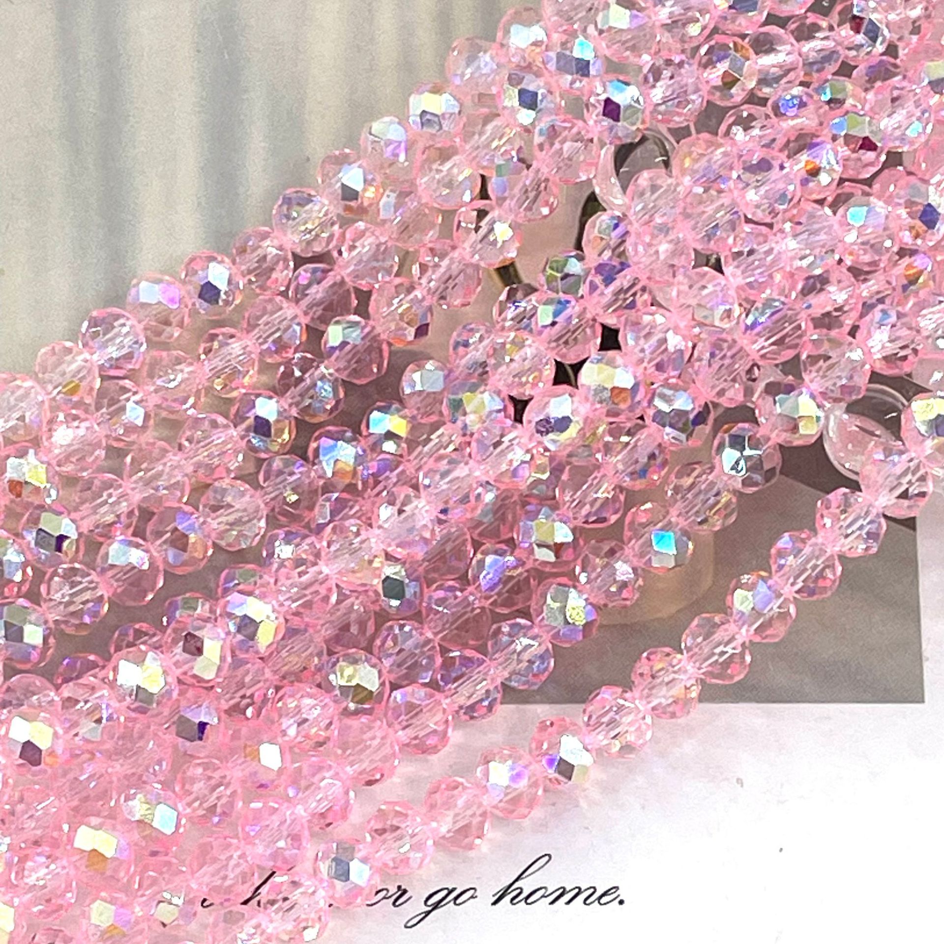 Cuentas de cristal planas y redondas de 4/6/8 mm, cuentas de cristal brillantes hechas a mano para joyería DIY, cuentas sueltas para collar y pulsera