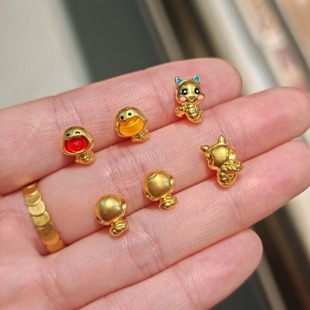 Shuibeijin 999 Pure Gold Coiled Snake 3D Hard Gold New Model Year of the Snake Fortune Bead DIY Bracelet Accessories Wholesale Live Sale