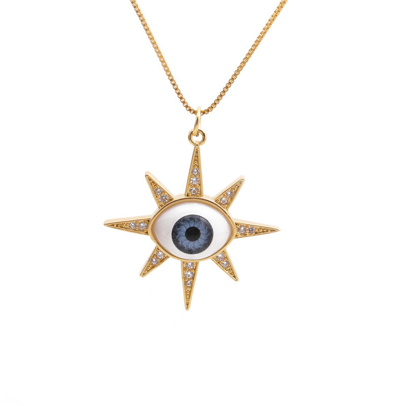 Oil Dripping Evil Eye Pendant Neck Accessories Copper Zircon Devil Eye Necklace Diy Religious Ornament Making Wholesale display picture 9
