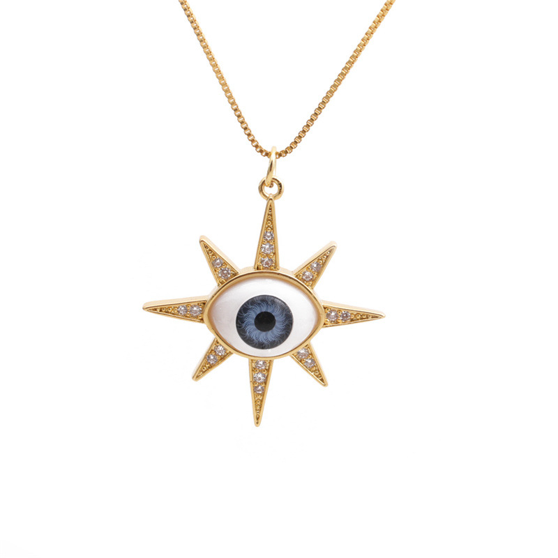 Oil Dripping Evil Eye Pendant Neck Accessories Copper Zircon Devil Eye Necklace DIY Religious Orname