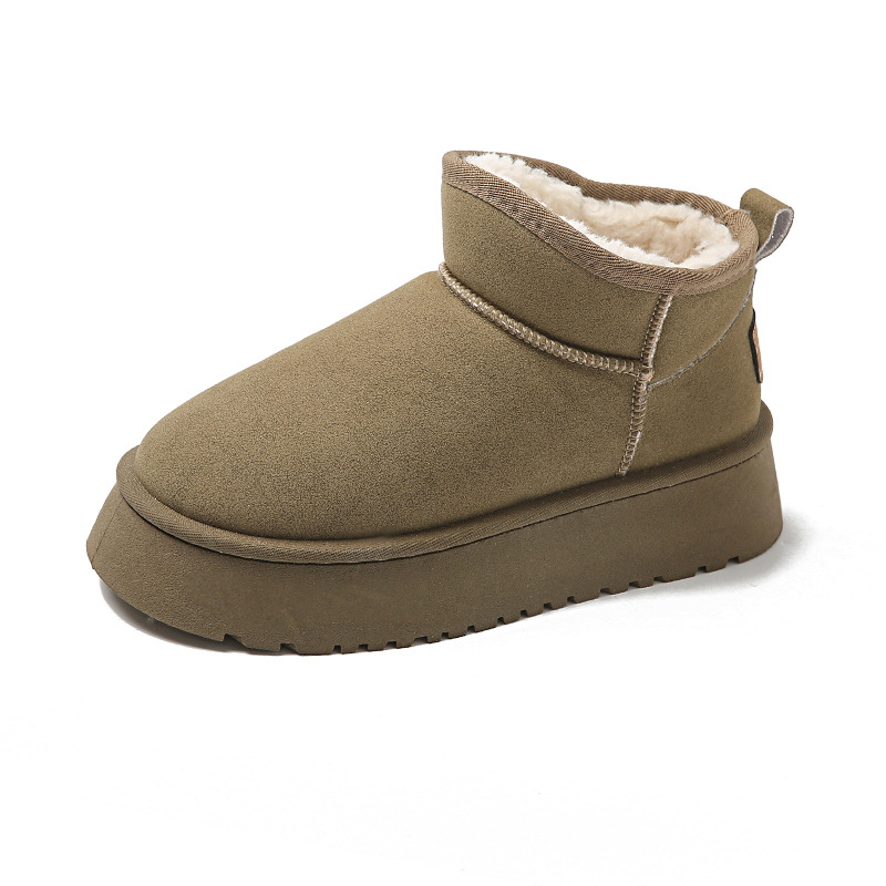 Botas de nieve de suela gruesa de bizcocho para mujer 2024 invierno nuevo tubo corto impermeable aumento de los zapatos de algodón cálido más zapatos de pan de terciopelo image 5