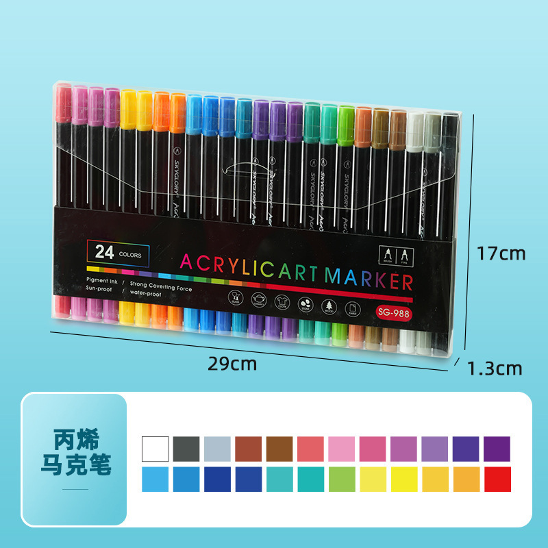 Marcadores acrílicos transfronterizos, un juego completo de bolígrafos de pintura, bolígrafos de graffiti para niños y estudiantes, marcadores de doble cabezal de gran capacidad