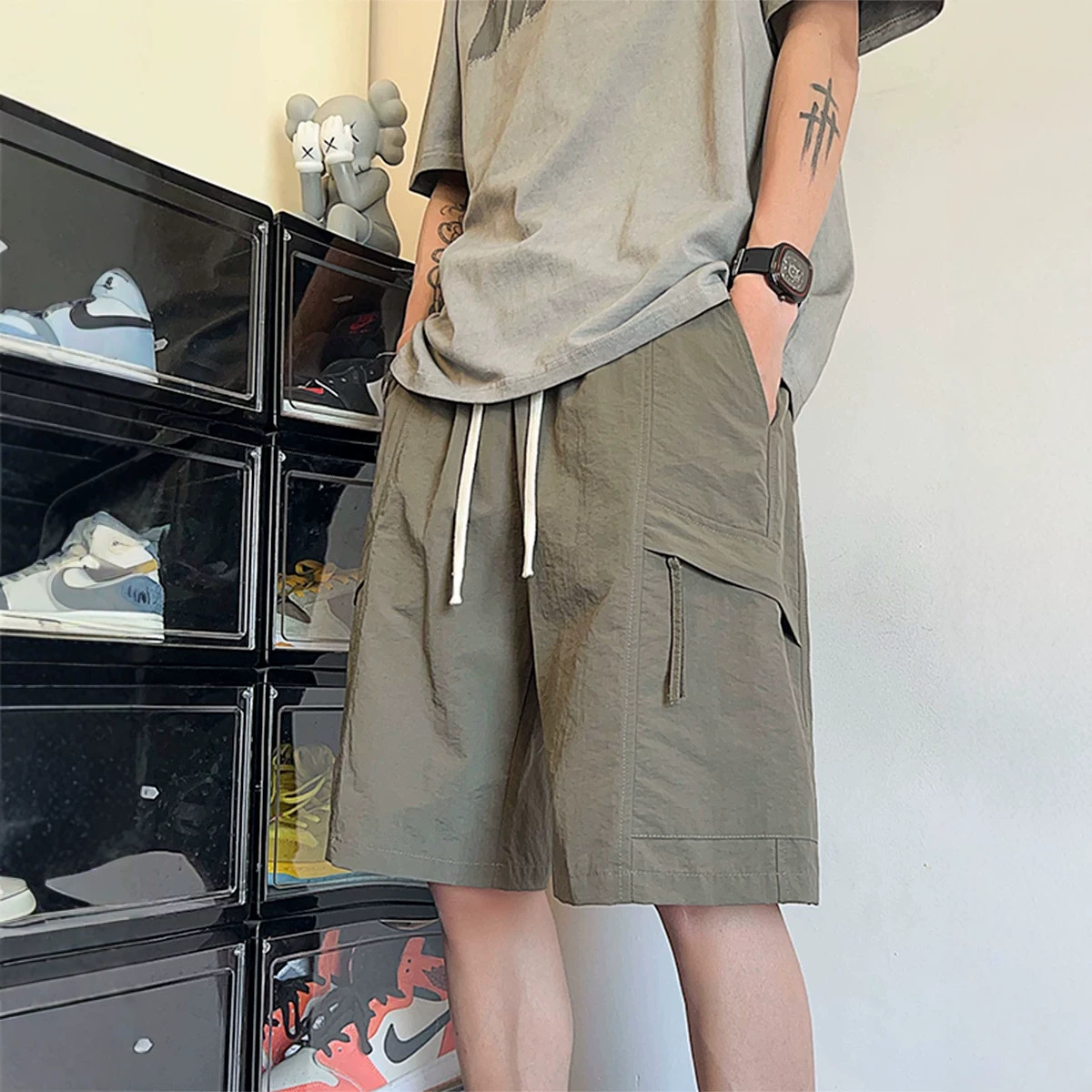 Japanese quick dry summer thin shorts, men's universal casual trousers, for teenagers, oversize