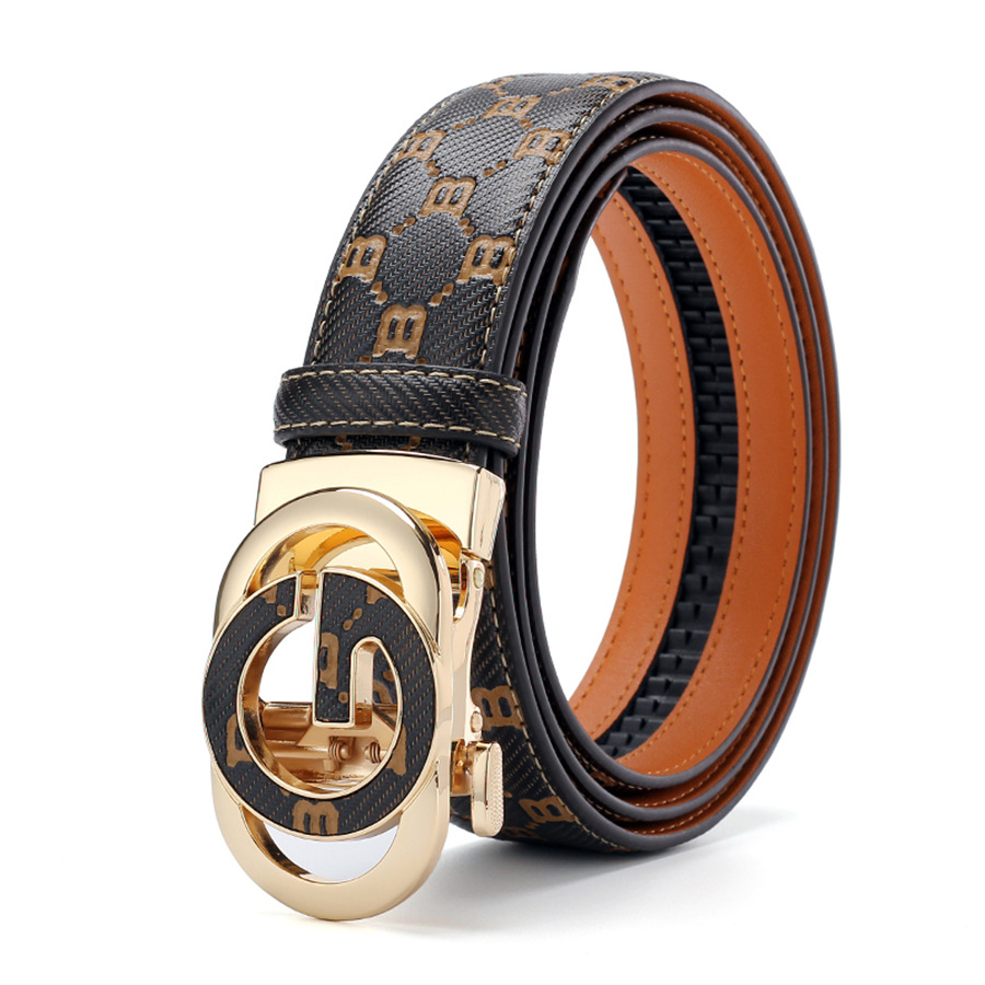 Men's Genuine Leather Belt 3.5 Cm Wide Automatic Buckle Sports Equipment Accessory_voghion.com