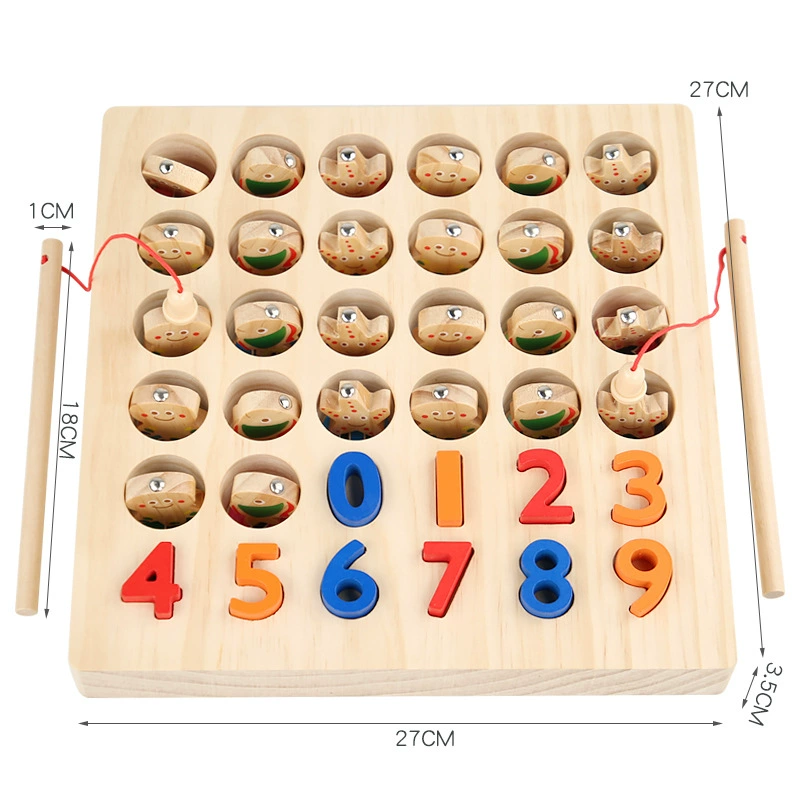 Кросс-бордерная большая деревянная магнитная цифровая игрушка для рыбалки, детский подарок, интерактивная развивающая игра для родителей и детей, раннее обучение, удочка