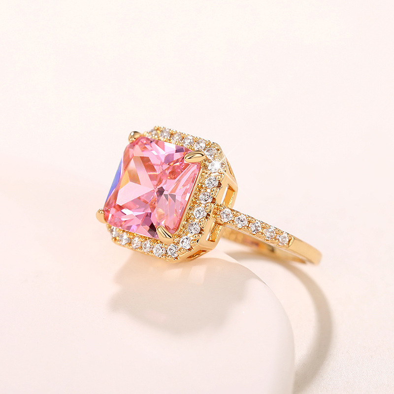 11g Weight Zircon Inlay Material Rings, Earrings, Necklace Classification Daily, Street Occasion Copper Material Square Pattern Women's Gender Inlay Design Shiny Style Shiny Square Copper Inlay Zircon Rings Earrings Necklace 8