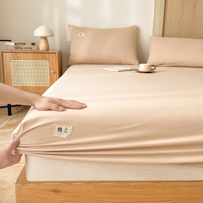Solid Color Cotton Bed Sheetss, All-Inclusive Elastic Mattress Cover, Fitted Bed Sheets, Pure Cotton Student Dormitory Simmons Dust-Proof and Dirt-Proof Bed Cover