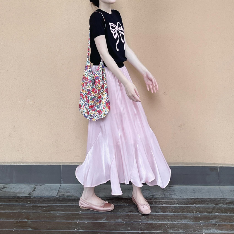 とても美しいピンクのロングスカート、シンプルでハイセンスな女性用ドレス、2025年夏の新作、今年人気の2点セット|undefined