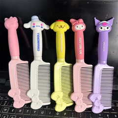 三麗鷗造型庫洛米硅膠手柄直發梳玉桂狗美發梳防靜電按摩順發梳批