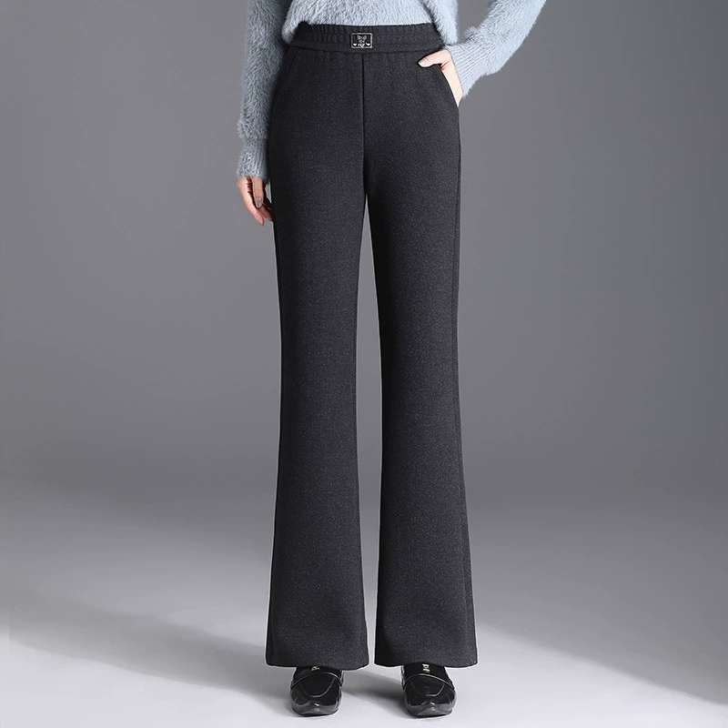 Шерстяные брюки микро-ламы женские 24 года новые осенние и зимние высокие талии, свисающий повседневный обтягивающих талий