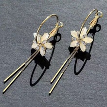 新款百搭长款流苏花朵耳饰新中式旗袍汉服配饰古风耳坠写真耳扣