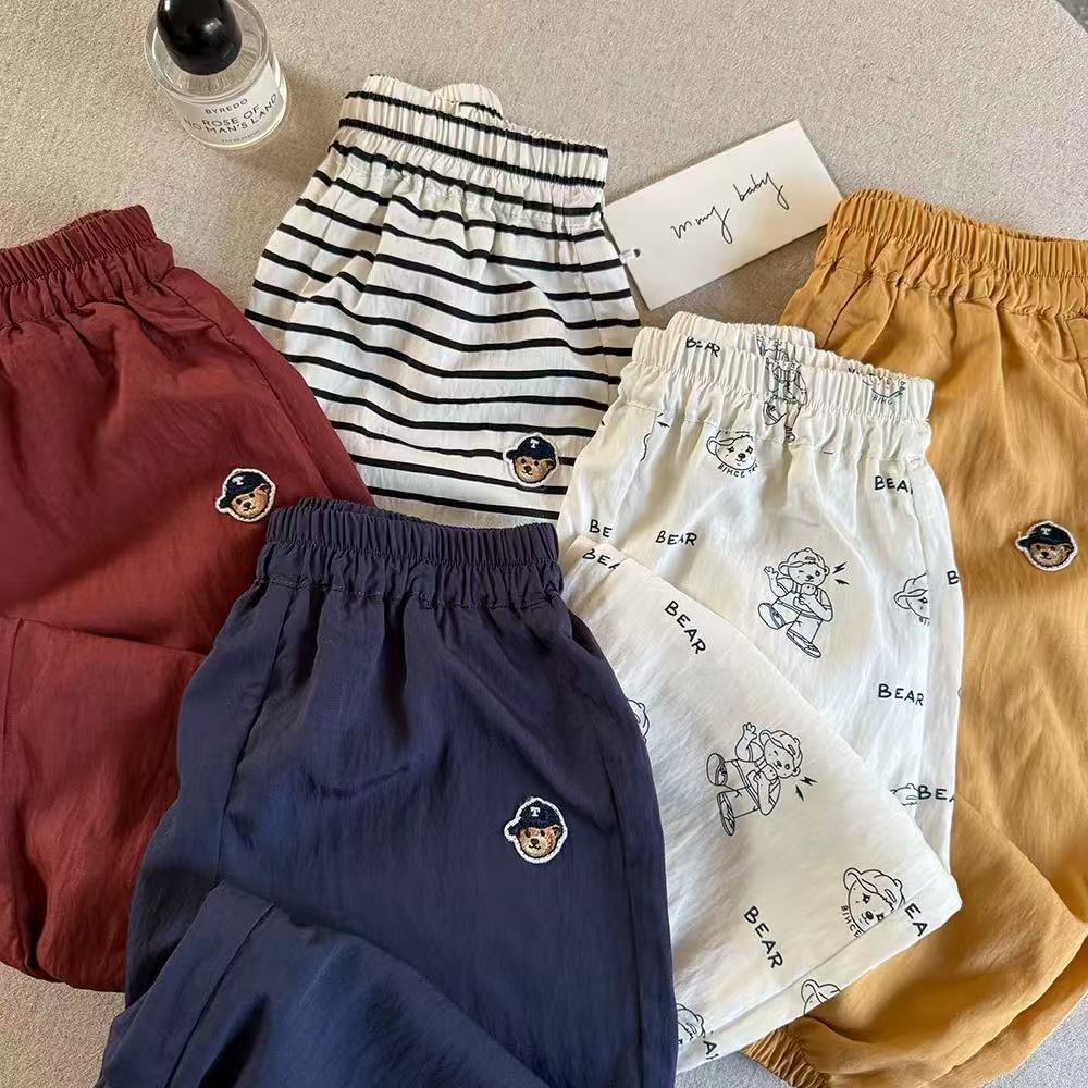 2026 Summer Children's Mosquito-Repellent Pants New Style Boys and Girls Japanese Trendy Brand Cartoon Bear Long Pants Baby Jogger Pants Trendy