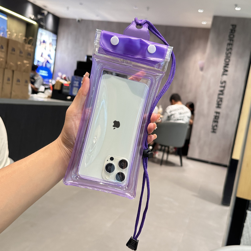 国境を越えた3本の密封された携帯電話防水袋は、タッチスクリーンの水泳エアバッグを漂流して首をかける防水携帯電話カバーを透明にすることができる|undefined