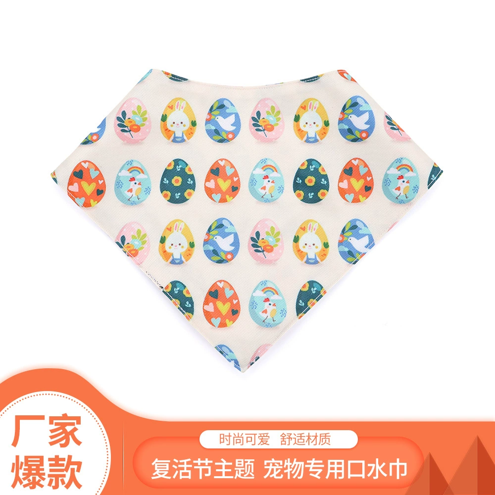 Экспортировать Новый Pet украшения треугольник нагрудник кролик красочные яйцо Пасхальный цветок милые животные печати нагрудник