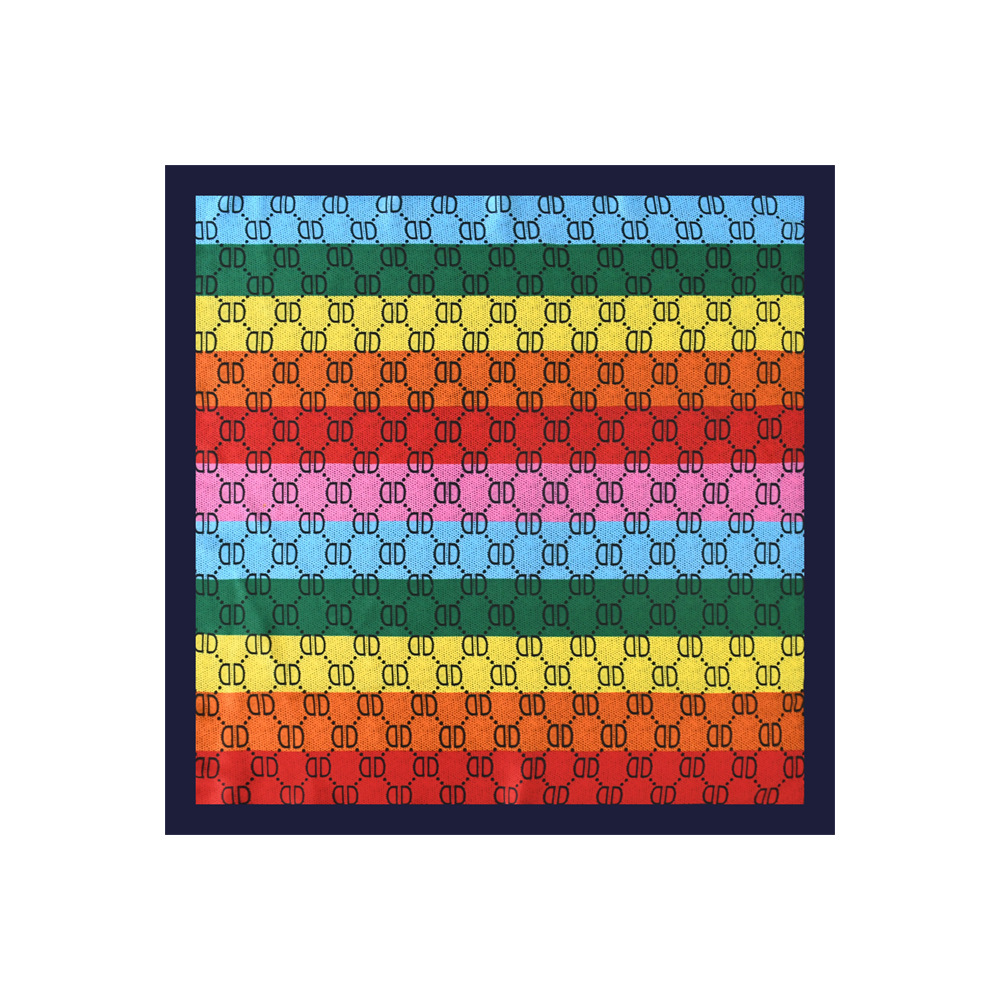 Corea del Sur marca impresa de contraste 70 bufandas de seda de imitación bufandas de moda arco iris bufandas de satén protector solar mayorista