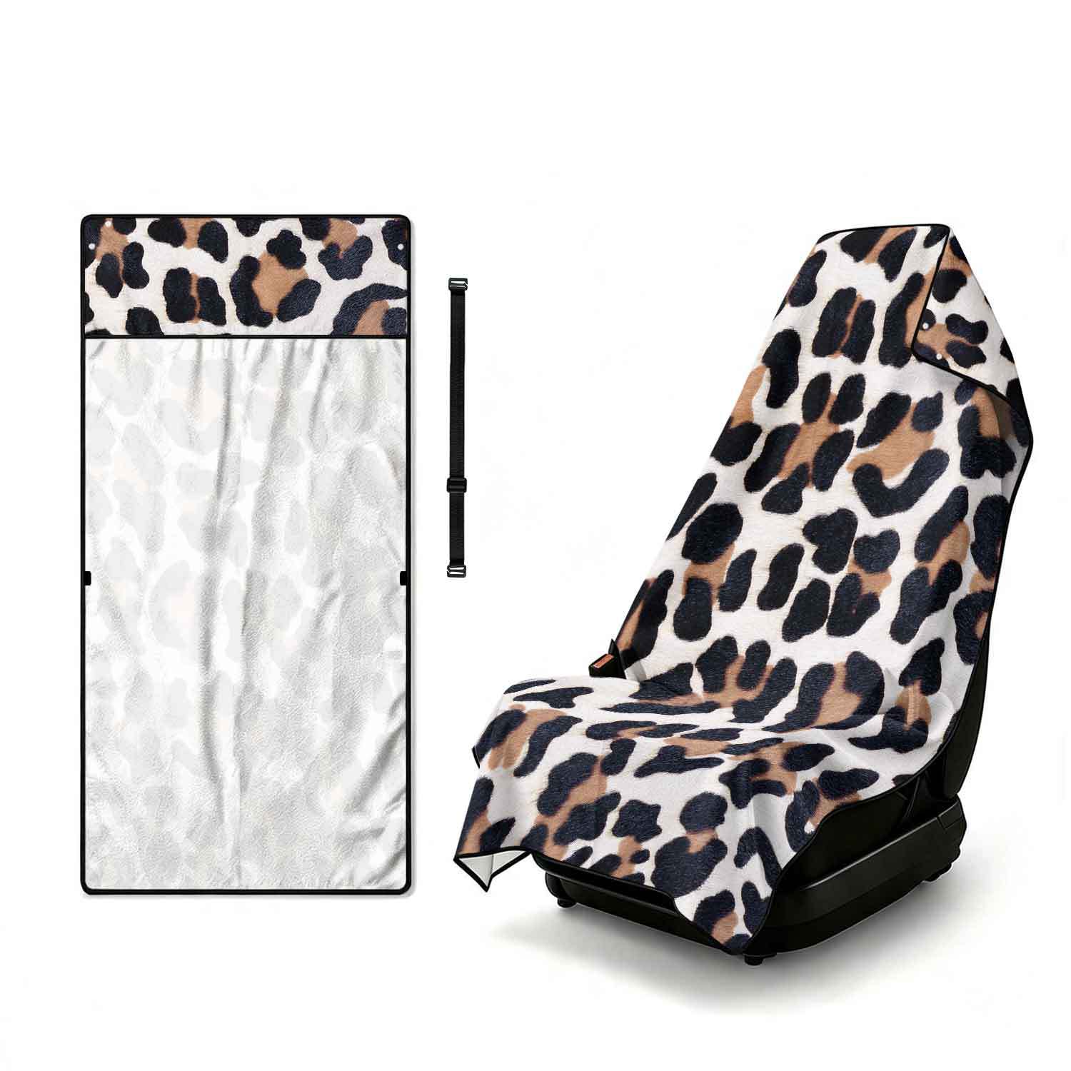 Printed bath towel and car seat cover 2-in-1, ultra-fine fiber outdoor beach and car dual-use universal seat cushion