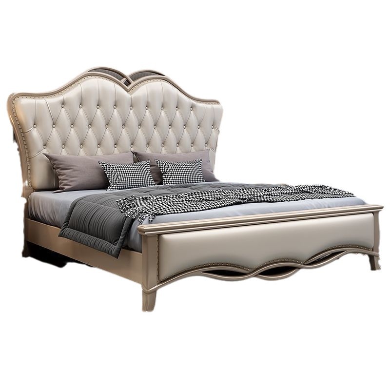 Cama simple de madera maciza estilo europeo americano de lujo ligero cama doble moderna 1.8m oro de champagne de lujo cama de 1.5m cama de matrimonio