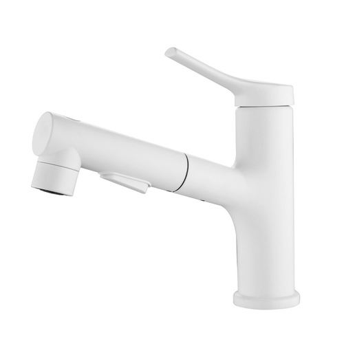304 stainless steel water-plated matte white pull-out type washbasin multi-function faucet for bathroom and shower