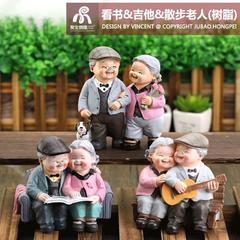 Handmade blind box figure set, grandparents cake decoration, keepsake for elderly couple, celebrating white hair together, birthday and wedding ornament