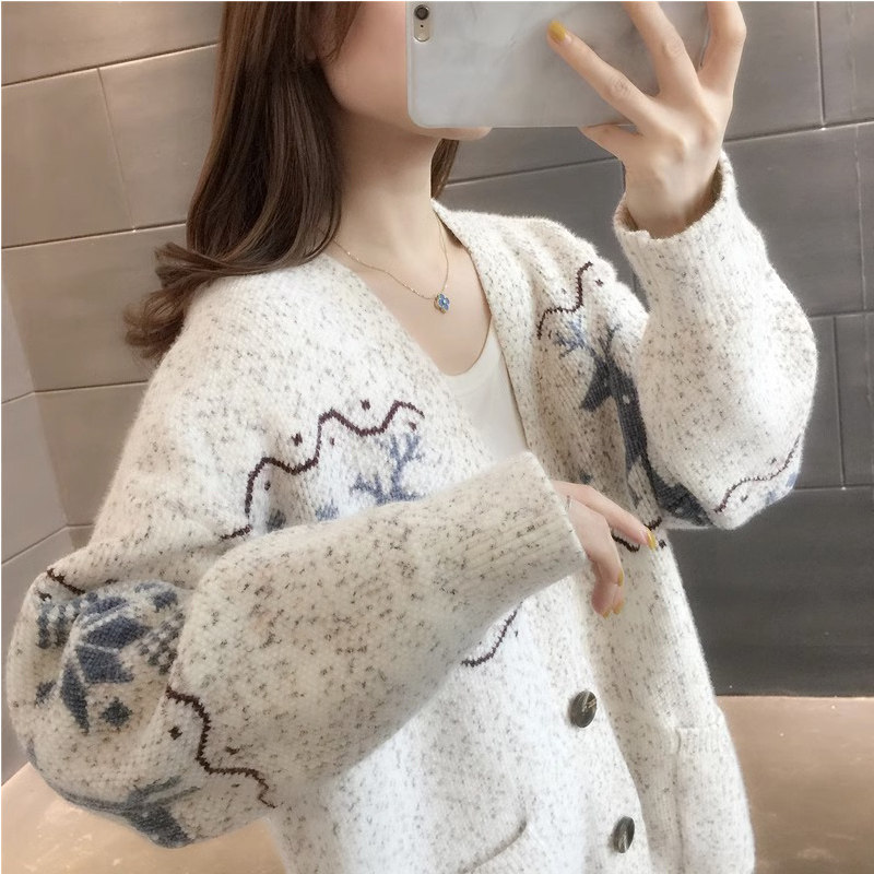 Chenille Knit Cardigan Spring/Autumn 2026 New Women's Loose Casual Style Ladies' Sweater Coat Top Chenille Knit Cardigan Spring/Autumn 2026 New Women's Loose Casual Style Ladies' Sweater Coat Top